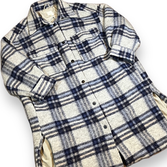 Plus plaid wool pea coat - Picture 2 of 4